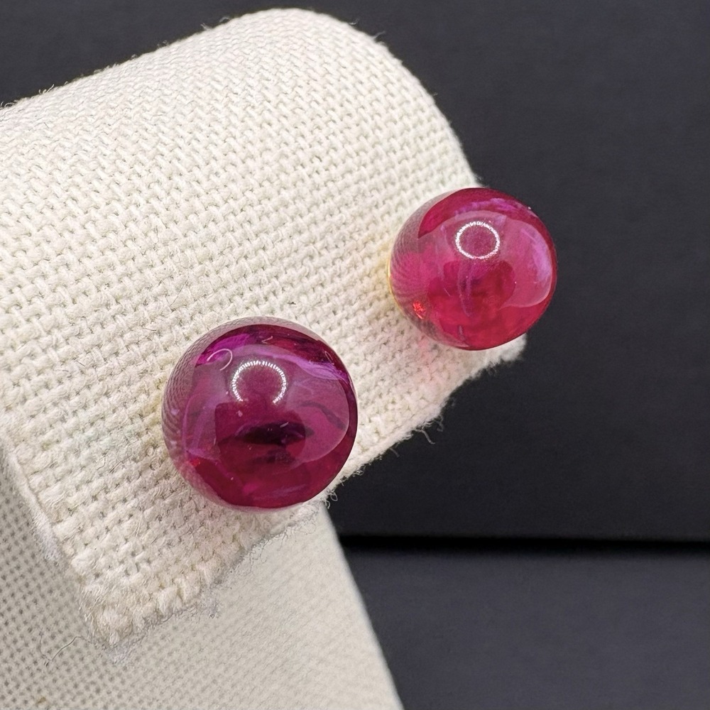 Vintage‎ Joan Rivers Amethyst Purple Lucite Swirl Round Pierced Stud Earrings